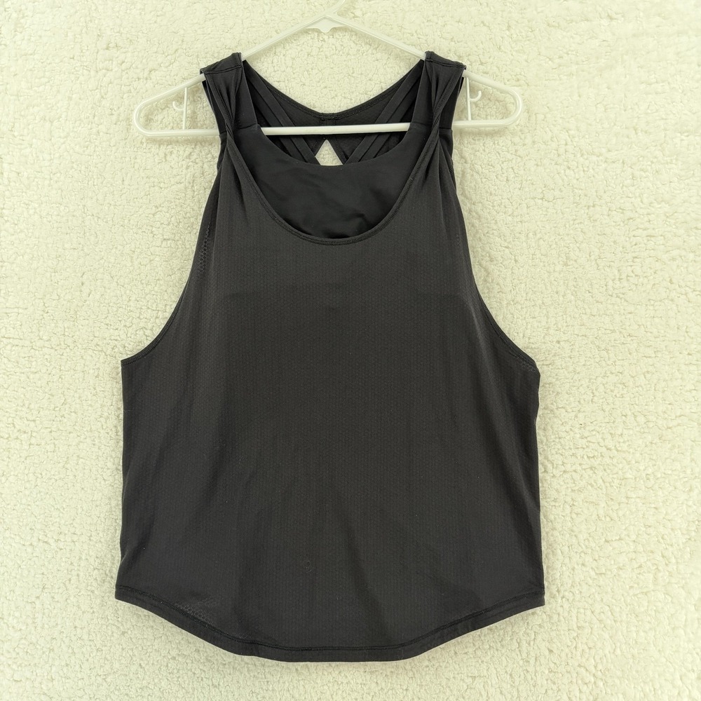 Lululemon Tank Top Womens‎ Medium Black Built In Bra Strappy Back Yoga Athletic